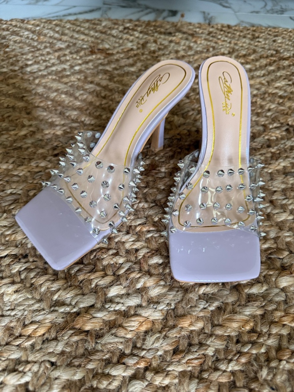 Lavender Studded Mule Heels
